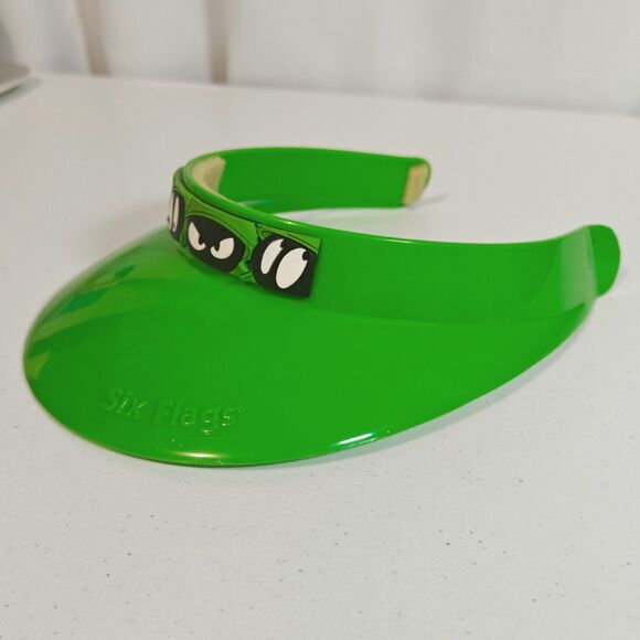 Vintage Plastic Visor Hat Looney Tunes Marvin the Martian Six Flags Green Y2K - Picture 5 of 12